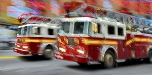 Two fire trucks